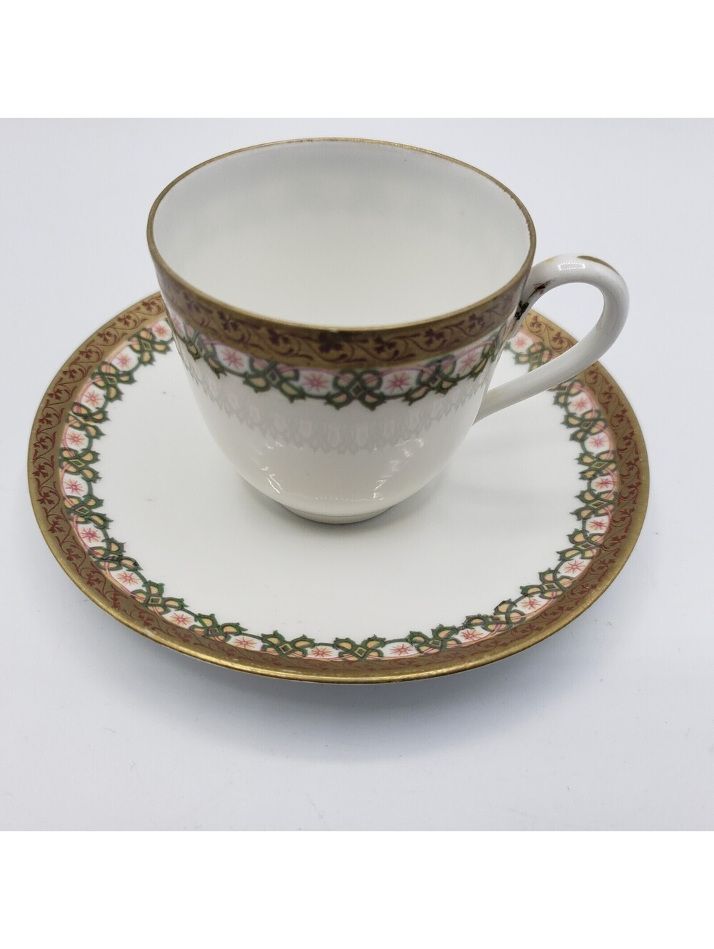 M&Z Austria Porcelain Demitasse Cup & Saucer Gold Trim Petite Pattern